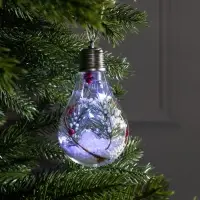 Ёлочный шар &laquo;Ветка ели&raquo;, 5 LED, от батареек, свечение белое