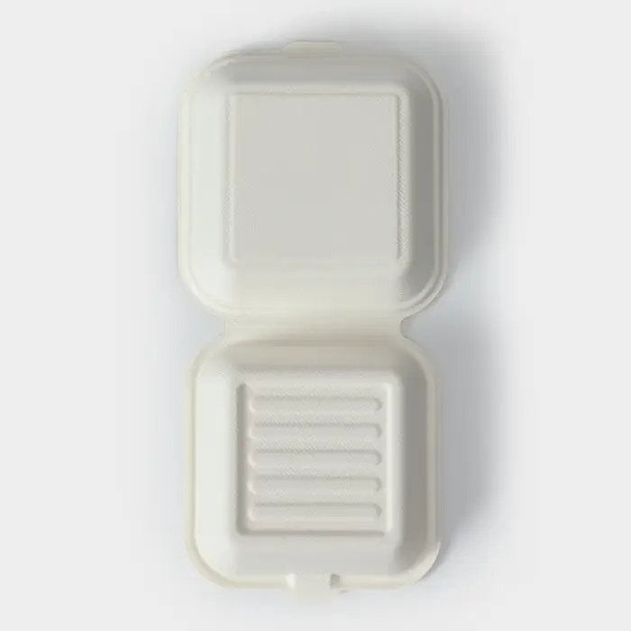 Ланч - бокс, коробка для бенто-торта и бургера, 15,2×15,2×8 см, сахарный тростник, 50 шт/уп