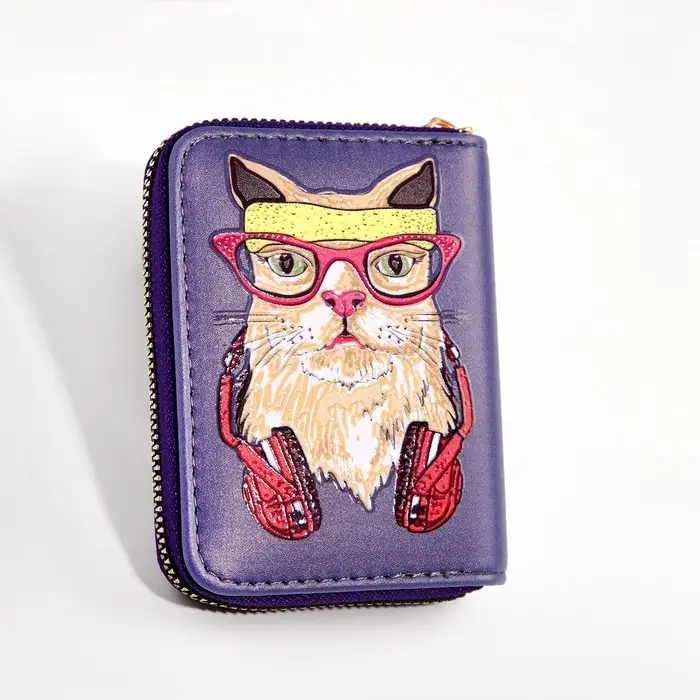 Кошелёк детский Выбражулька Cool cat, на молнии, фиолетовый