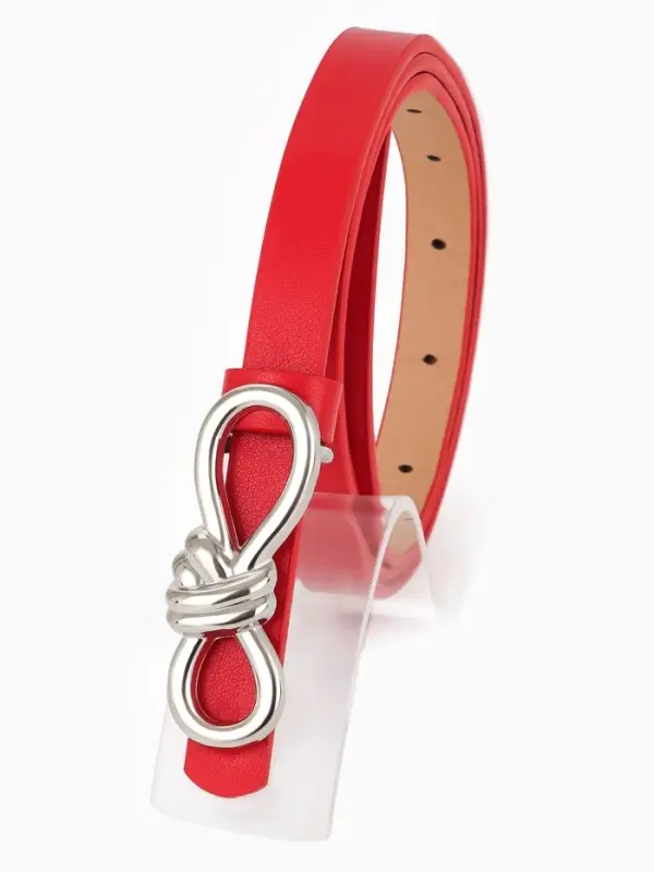 Ремень женский &laquo;Бант&raquo;, серебристая пряжка, 1.5&times;110 см, гвоздик, красный