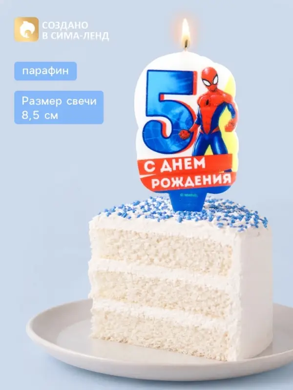 Свеча для торта &laquo;С Днем Рождения&raquo;, цифра 5