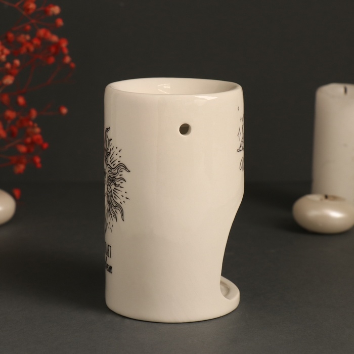 Аромалампа керамика  Аромалампа керамика "После ночи всегда наступает рассвет" белая 7,2х7,2х11,6 см