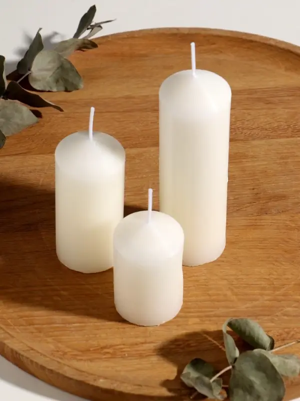 Набор свечей "Столбики белые" 3 шт d=4,5 см h=7; 10 и 15 см 9х8,5х15 см