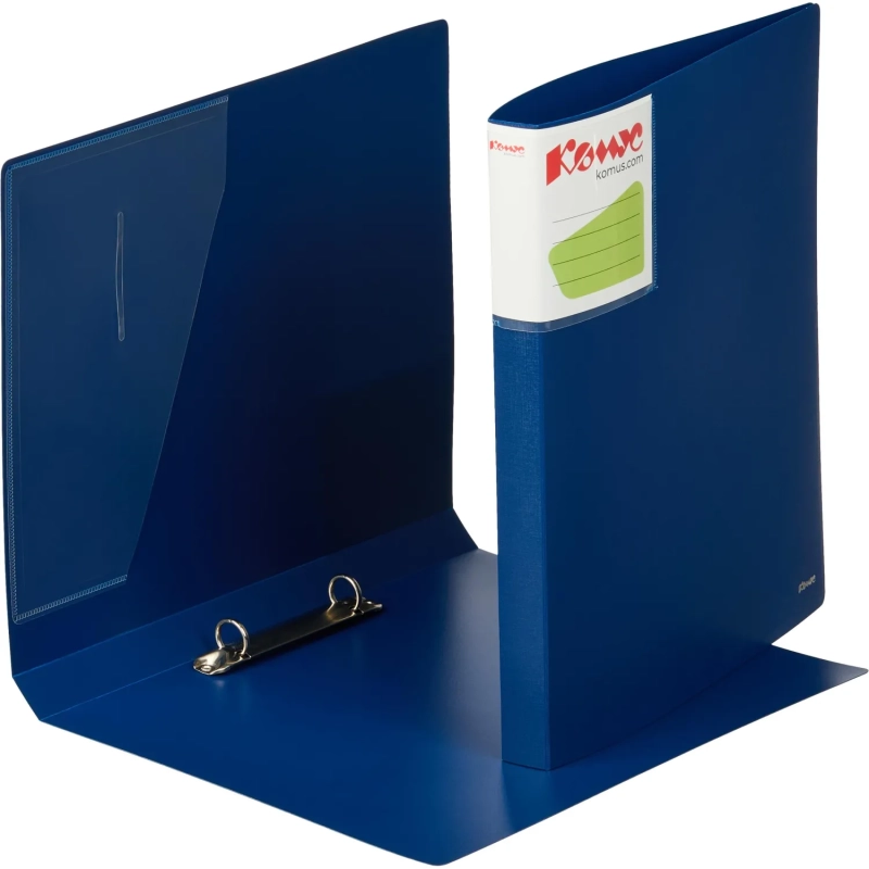 Папка на 2-х кольцах Комус Шелк 25мм синяя