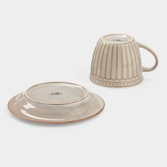 Чайная пара Доляна &laquo;Винтаж&raquo;, 250 мл, блюдце d=15 см, керамика, бежевая