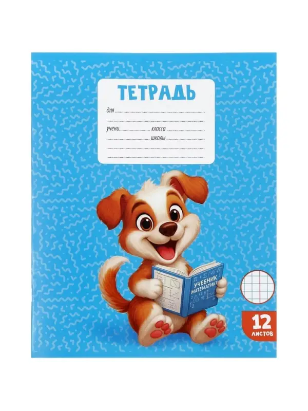 Тетрадь 12 листов в клетку Calligrata KIDS, блок офсет, МИКС