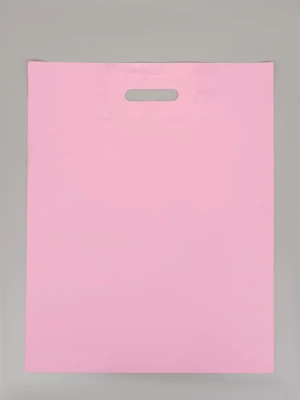 Пакет с вырубной усиленной ручкой, розовый, ПВД, 40&times;50 см, 45 мкм