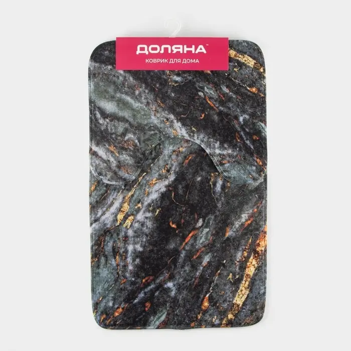 Коврики для ванной и туалета Доляна &laquo;Мрамор&raquo;, 2 шт., 79&times;50 см, 50&times;39 см, серые