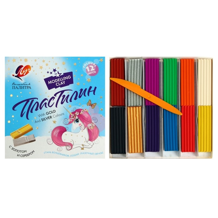 Пластилин 12 цветов, 230 г Пластилин 12 цветов, 230 г "Волшебная палитра"