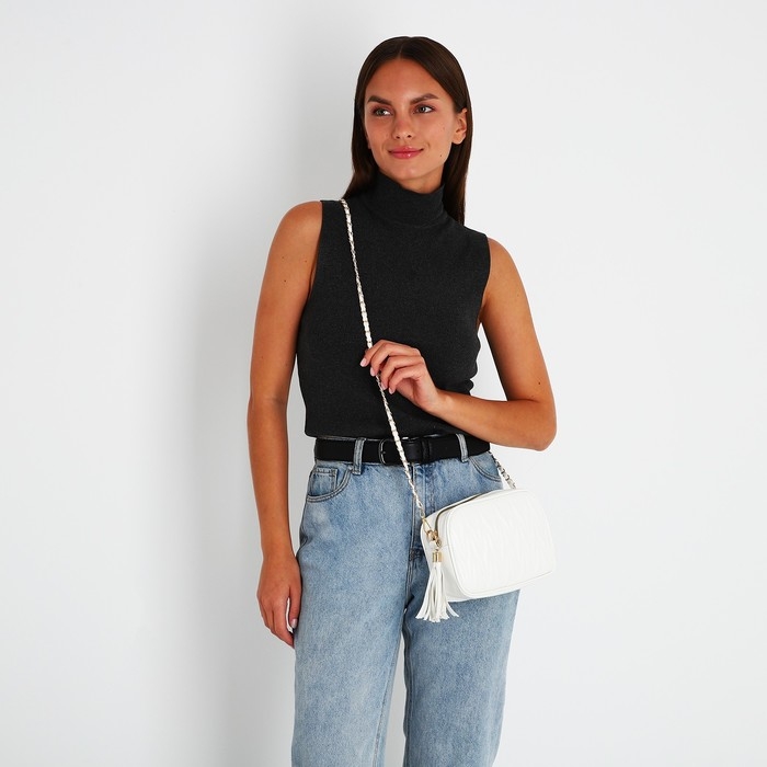 Сумка кросс-боди на молнии, цвет белый Сумка кросс-боди на молнии, цвет белый