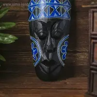 Маска настенная дерево "Абориген с геометрическим узором" 2х10х25 см Маска настенная дерево "Абориген с геометрическим узором" 2х10х25 см