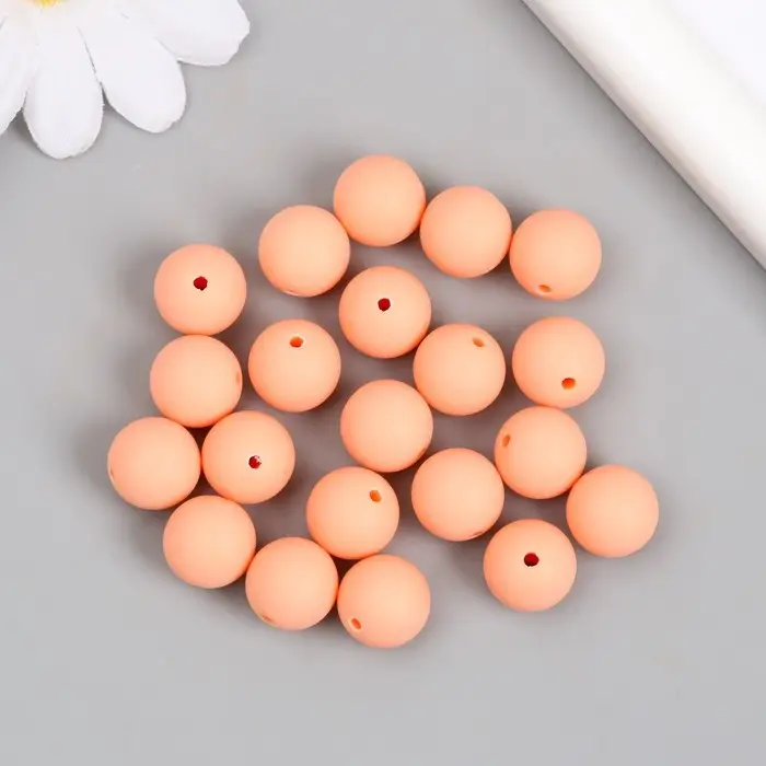 Бусины для творчества пластик "Лососевый" матовые d=1,2 см набор 20 гр