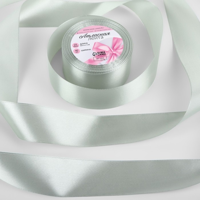 Лента атласная, 40 мм × 23 ± 1 м, цвет серебряный №176 Лента атласная, 40 мм × 23 ± 1 м, цвет серебряный №176