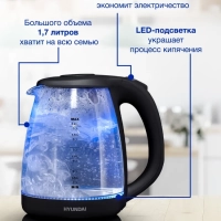 Чайник HYK-G1001 1,7л 2200Вт черный (стекло)