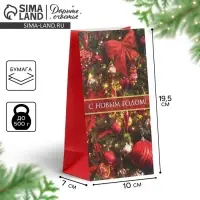 Пакет подарочный без ручек «С НОВЫМ ГОДОМ!», 10×19.5×7 см