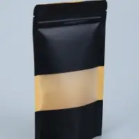 Пакет Zip-lock Крафт с прямоугольным окном, черный,12&times;20&times;4 см
