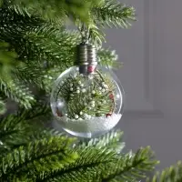 Ёлочный шар &laquo;Ветка ели&raquo;, 1 LED, от батареек, свечение тёплое белое