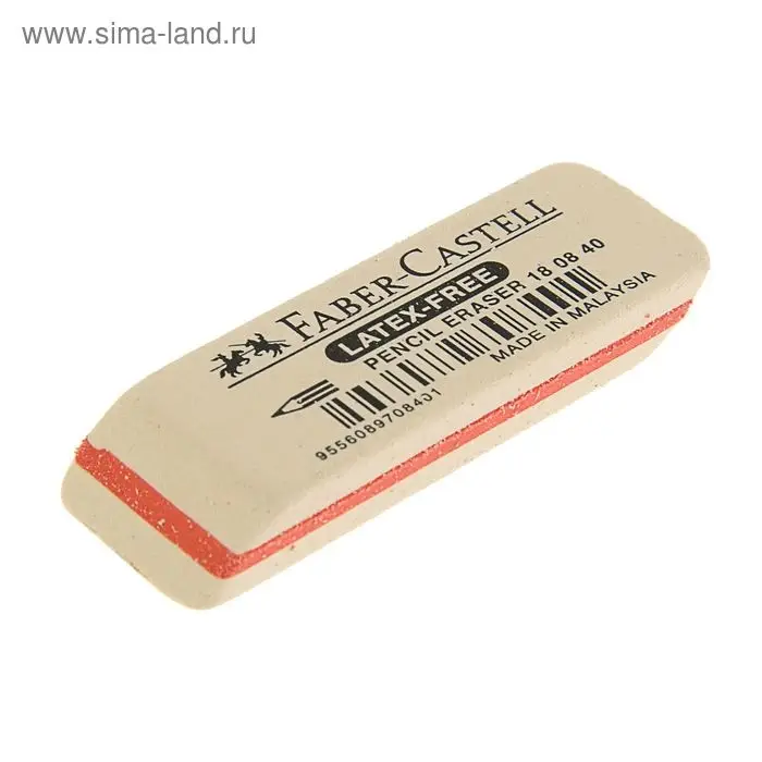 Ластик Faber-Castell каучук 7008 50х19х8, для графитных карандашей, белый Ластик Faber-Castell каучук 7008 50х19х8, для графитных карандашей, белый