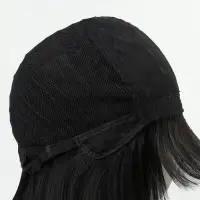 Парик искусственный, с чёлкой, имитация кожи, 30 см, 160 г, чёрный(#SHT3)