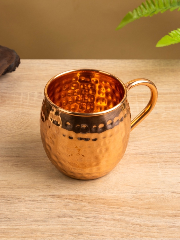 Кружка рельефная, медь 13х8х9,5 см