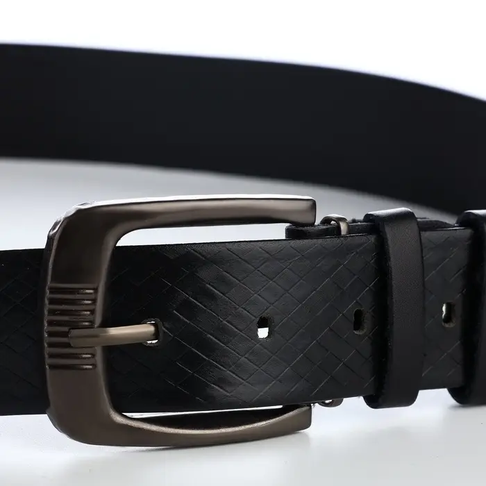 Ремень мужской, ширина 3.5 см, винт, один прокол, пряжка металл, чёрный