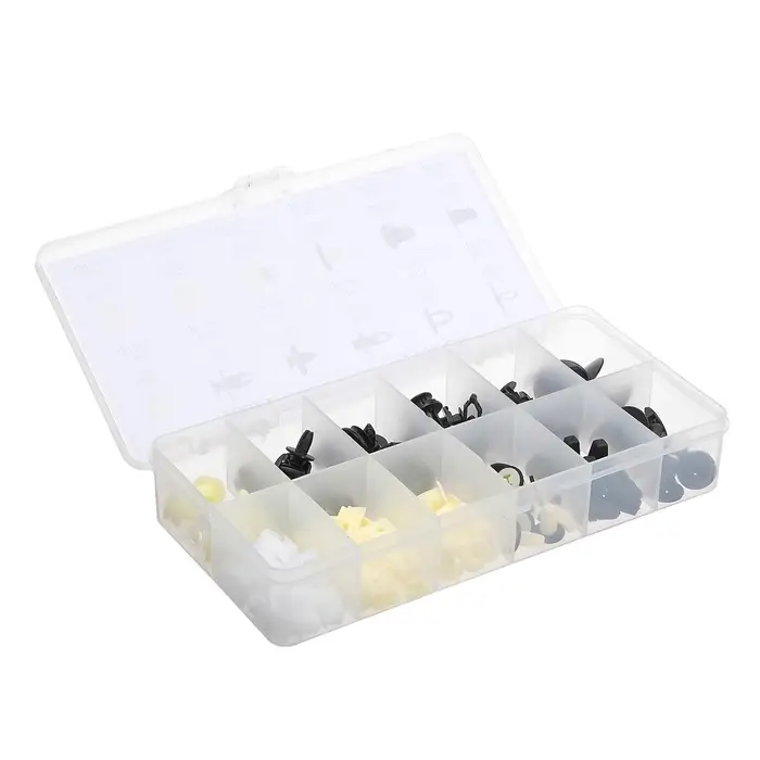 Клипсы и пистоны крепежные, 12 видов, набор 146 шт.