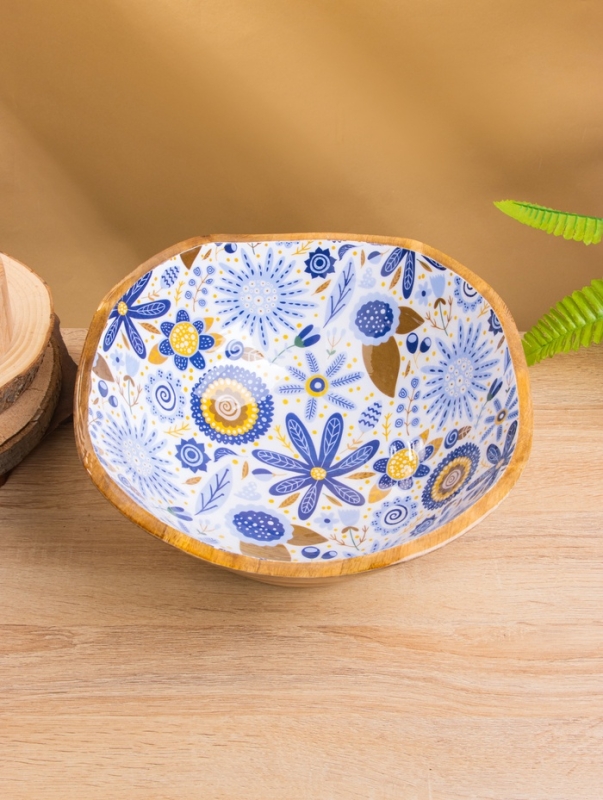 Салатник "Васильки" дерево манго 29х29х11 см