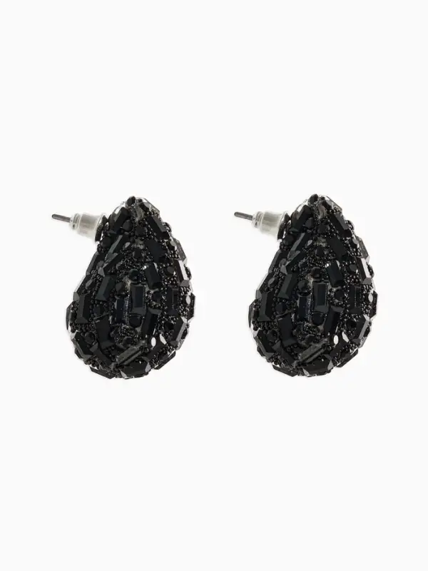 Серьги со стразами &laquo;Блеск&raquo; капля, цвет чёрный