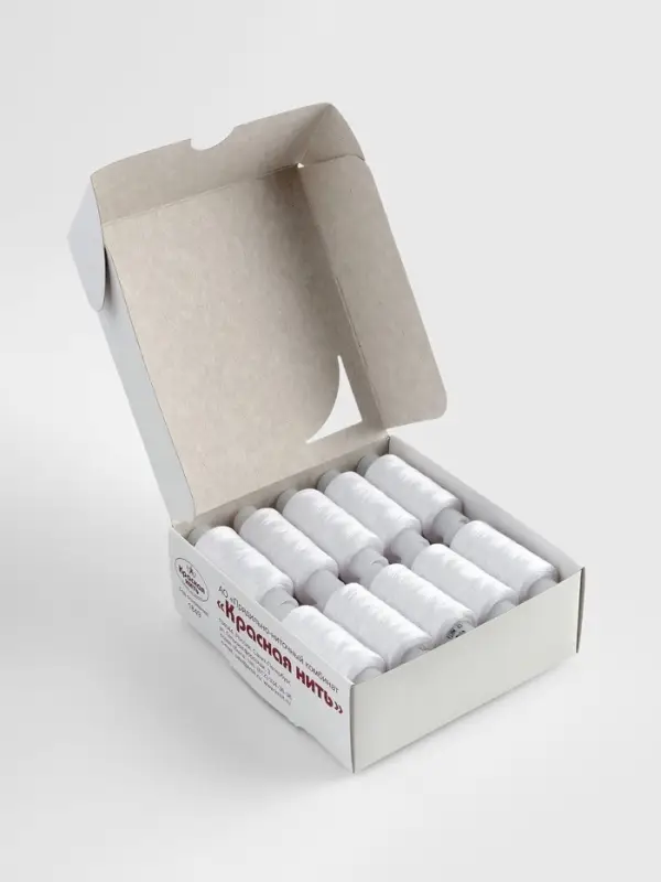 Нитки 40ЛШ, 200 м, белые №001