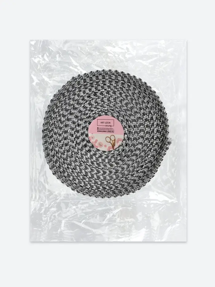 Лента с имитацией страз, 4 см, 9&plusmn;1 м, цвет серебряный