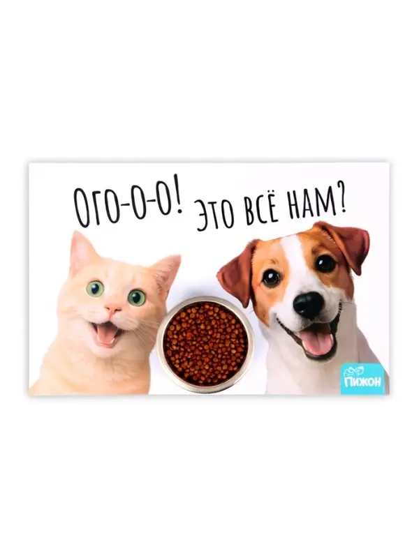 Коврик под миску &laquo;Пижон&raquo; 43&times;28 см &laquo;Ого! Это всё нам?&raquo;
