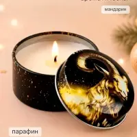 Свеча ароматическая, в железной банке &laquo;Золотой Символ года&raquo;, мандарин, d=4.8 см