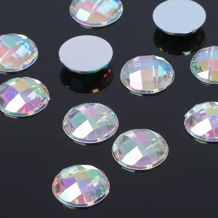 Стразы плоские клеевые круг, 14 мм, (набор 10 шт.), цвет радужный Стразы плоские клеевые круг, 14 мм, (набор 10 шт.), цвет радужный