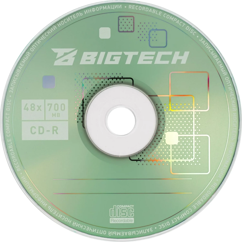 Носители информации Bigtech YCDRB005 CD-R 700 МБ/48х/1 конверт белый