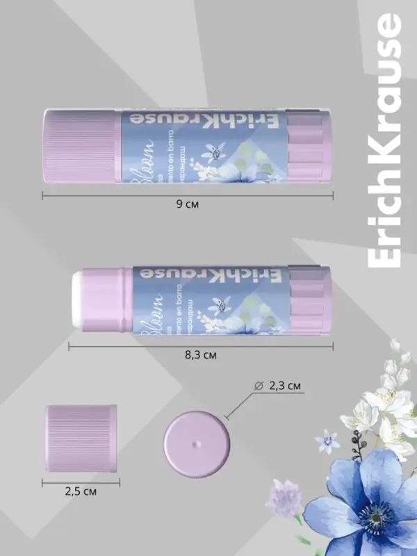 Клей-карандаш, ErichKrause EasyStick Pastel Bloom, PVP, экономичный расход, 6 г, МИКС