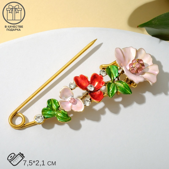 Булавка «Цветочная» дорожка, 7,5 см, цветная в чернёном золоте Булавка «Цветочная» дорожка, 7,5 см, цветная в чернёном золоте