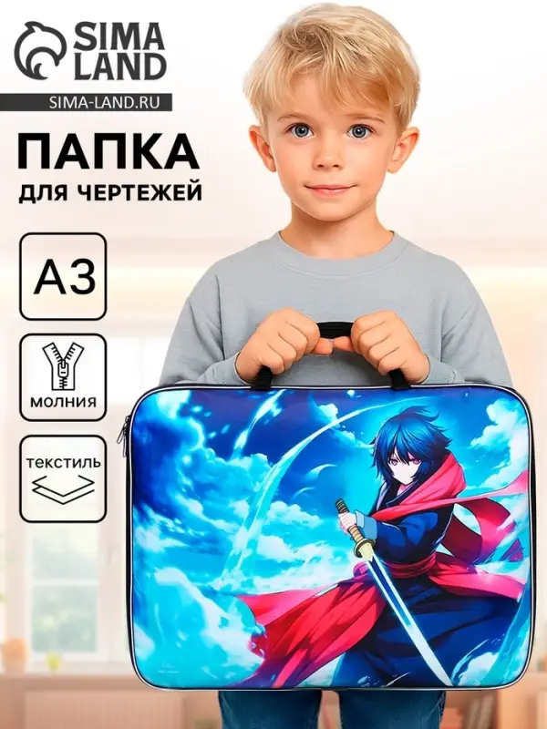 Папка с ручками, А3, текстильная, 47&times;35&times;2 см &laquo;Аниме&raquo;