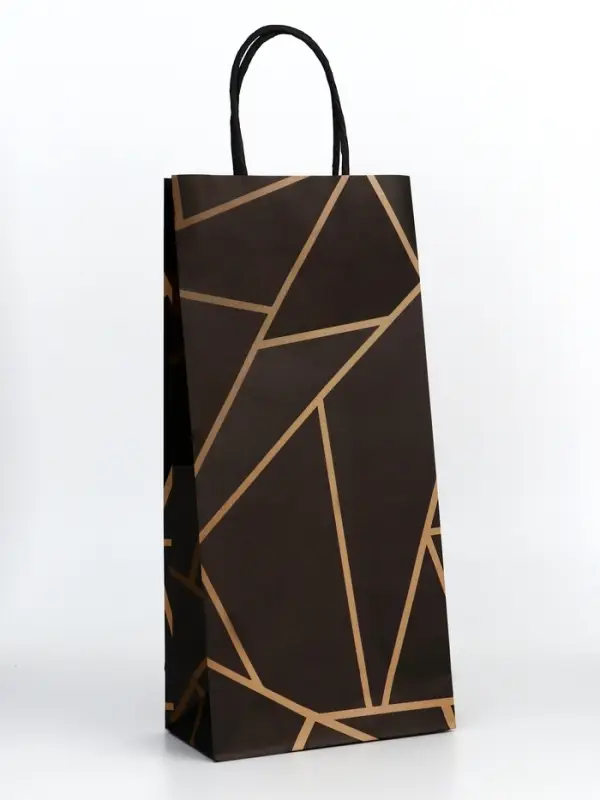 Пакет крафт под бутылку «Геометрия», 14×8×32 см