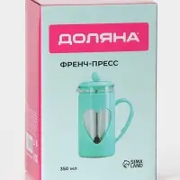 Заварочный чайник френч-пресс Доляна &laquo;Комплимент&raquo;, 350 мл, стекло, бирюзовый