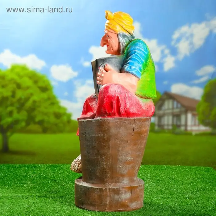 Садовая фигура из полистоуна &laquo;Баба-яга с гармонью&raquo;, 80&times;35&times;55 см