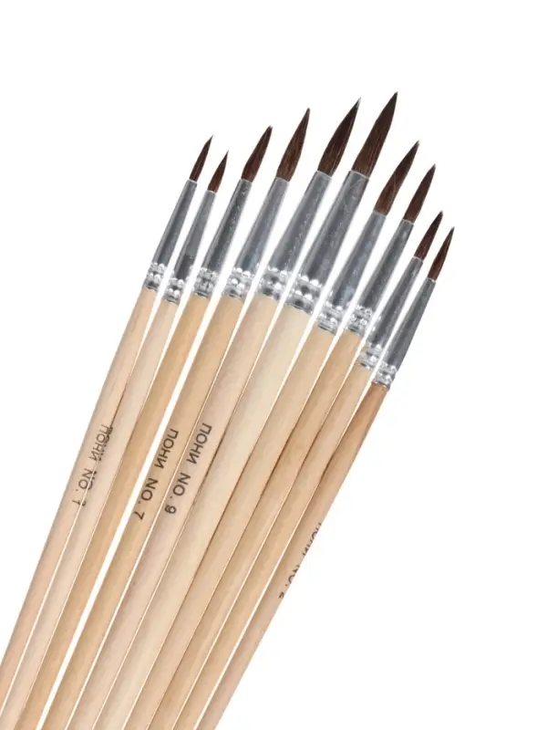 Набор кистей для рисования, пони, 10 штук: № 1, 2, 3, 4, 5, 6, 7, 8, 9, 10, круглые, деревянная ручка, международный размер