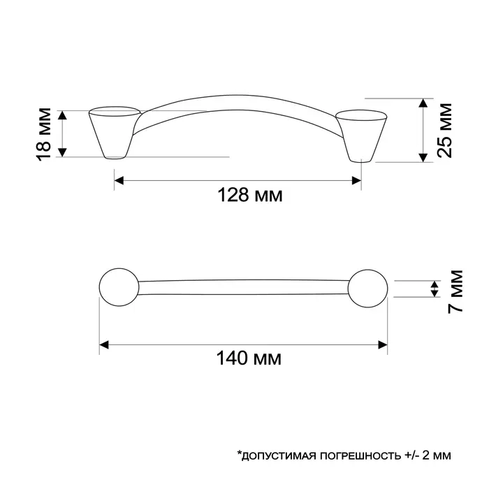 Ручка-скоба мебельная PC174BL, м/о 128 мм, цвет чёрный