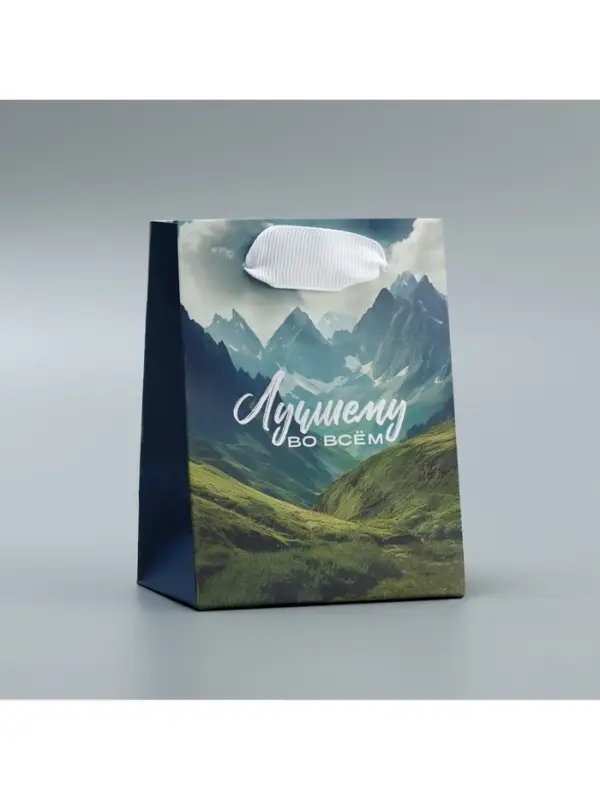 Пакет подарочный ламинированный, упаковка, «Лучшему во всём», 9 х 12 х 6.5 см