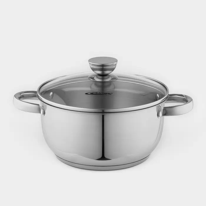 Кастрюля Катунь &laquo;Антея&raquo;, 4 л, d=22 см, с крышкой, капсульное дно, индукция, нержавеющая сталь, AISI - 201, хромированная