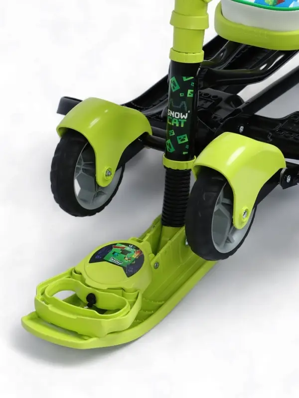 Снегокат «Пиксели», с родительской ручкой, со спинкой, зелёный, ТС6-СЛ/ПК Snow Cat Снегокат «Пиксели», с родительской ручкой, со спинкой, зелёный, ТС6-СЛ/ПК Snow Cat