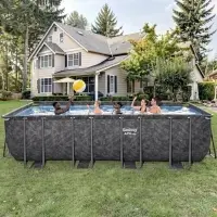 Бассейн каркасный Power Steel, 549&times;274&times;132 см, фильтр-насос, лестница, тент, прямоугольный, 561KA Bestway
