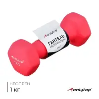 Гантель неопреновая ONLYTOP, 1 кг, цвет фуксия