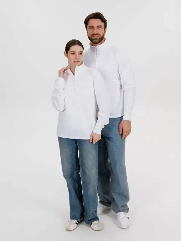 Свитшот на молнии из бифлекса Morfiss, белый, размер XS/S Свитшот на молнии из бифлекса Morfiss, белый, размер XS/S