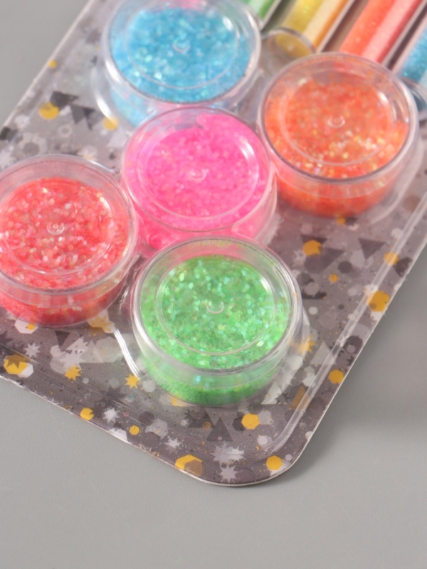 Глиттер Глиттер "Пудра и точки" неон набор 5х6 гр и 5х5 гр 21,4х9,3 см