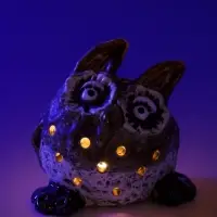 Фигурка светодиодная &laquo;Круглый совёныш&raquo;, декоративная, керамика, 2хLR44, 10.4&times;8.9&times;10 см